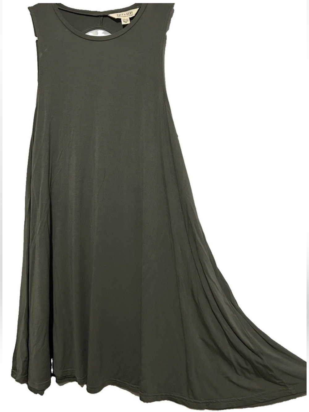 American Eagle Outfitters Dress S Olive Green Stretch Knit A-Line Soft & Sexy